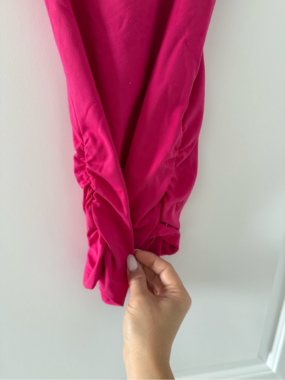 Women's Pink Racerback Ruched Tank Top - Picture 2 of 4